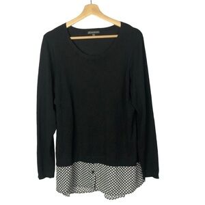 Adrianna Papell Black Pullover Layered Sweater L